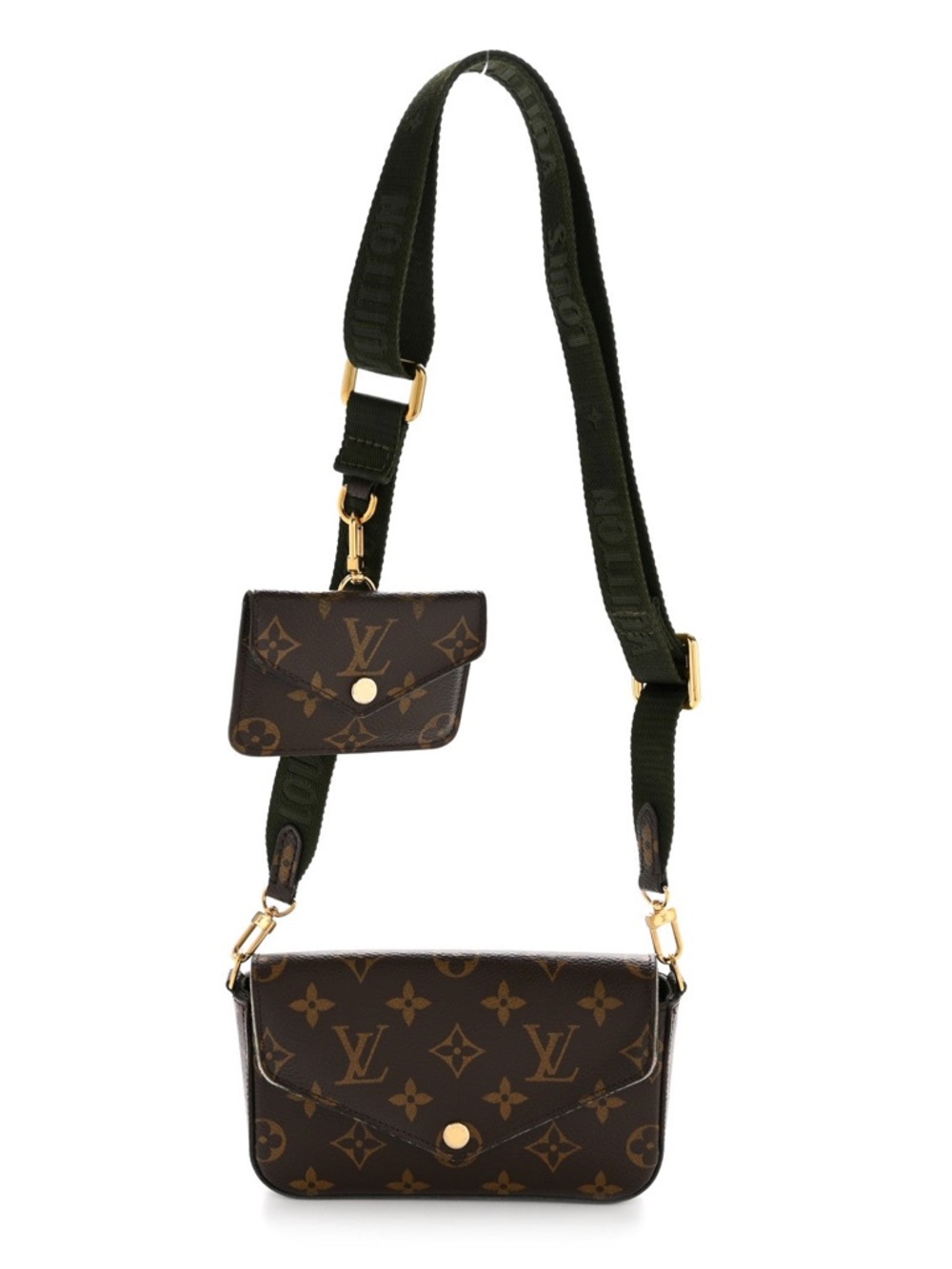 Louis Vuitton Felicie Strap & Go Monogram Kaki Crossbody w Pouch